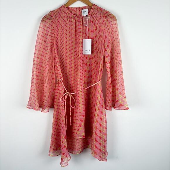 NWT MISA Petra Pink Long Sleeve Mini Dress - Picture 4 of 11